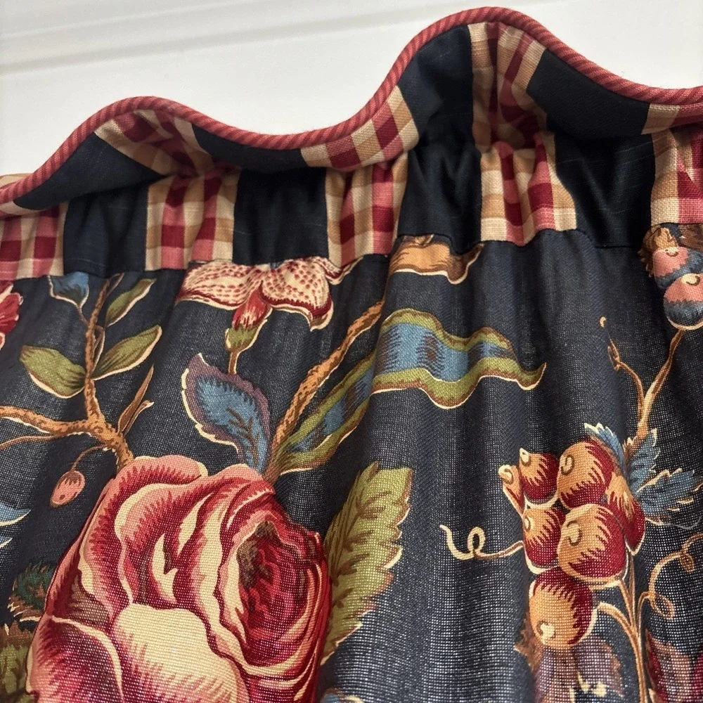 Custom‎ Jay Yang Cotton Floral Fabric Curtain Panels (2) Modern Farmhouse 35x84